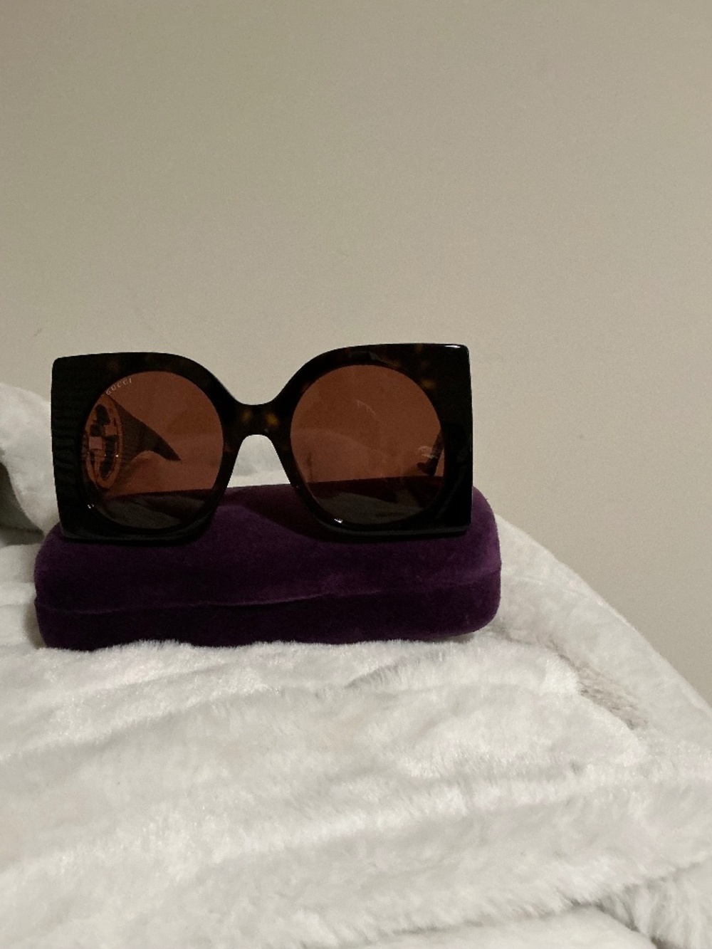 NWOT GUCCI Havana 55MM Oversized Square Plastic Sunglasses